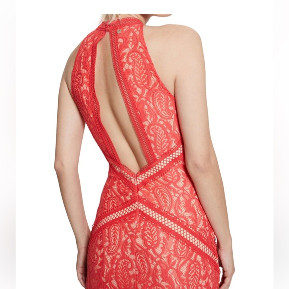 NWT GUESS Women's New Liza Lace Halter Sleeveless Gown, size M - Picture 3 of 4